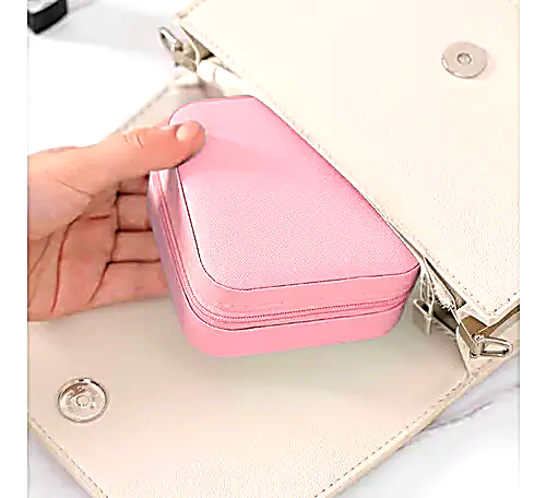 Mini Porta-Jóias em Couro Sintético Salmão