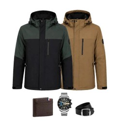 Jaqueta Masculina Mavero em Interior Forrado Térmico a Prova D'Água e Capuz Removível +BRINDES: Relógio, Cinto e Carteira