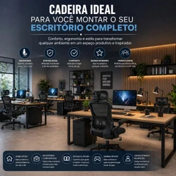 Cadeira de Escritório Presidente Ergonômica com Apoio Lombar Regulável — Home Office