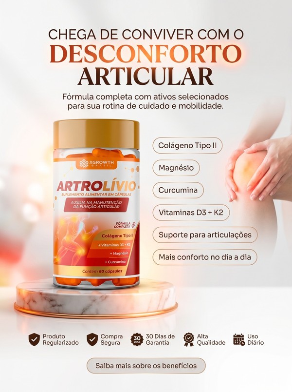 KIT ARTROLÍVIO 120 CÁPSULAS GANHE UM MAGNÉSIO DIMALATO DE BRINDE