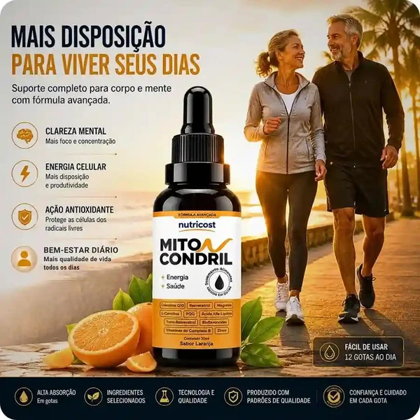 Miticondril Gotas - Viva cada segundo com mais disposição - 3 Frascos