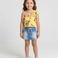 CONJUNTO CREPE SUBLIMADO  AMARELO JEANS LE PETIT 1261