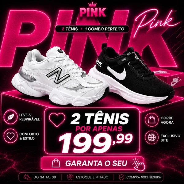 KIT CAMPEÃO DE VENDAS  NB BRANCO + JUST IT PRETO