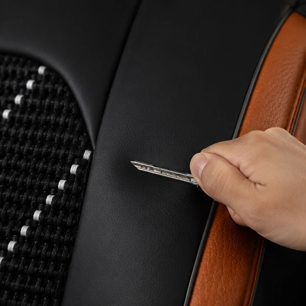 Kit Completo de Capas para Banco de Carro Evurion em Couro Legítimo Universal 5 Lugares Com Airbag + Tapetes e Capa de Volante