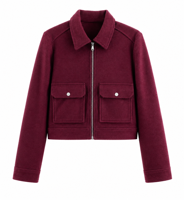 Jaqueta Feminina Cropped de Inverno com Zíper