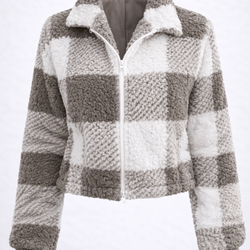 Jaqueta Feminina Teddy Xadrez Sherpa