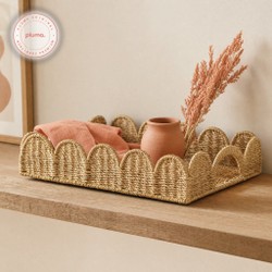 Bandeja em Fibra Natural Bege G 54,5x38x8cm