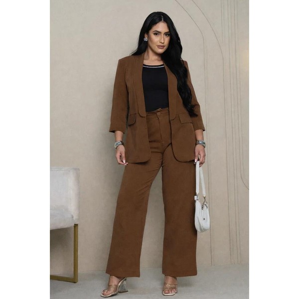 Conjunto Feminino Alfaiataria Premium – Blazer Moderno + Calça Pantalona Elegante