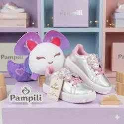 TÊNIS INFANTIL PAMPS HOLOGRÁFICO PRATA - VEM COM PELÚCIA MALU - 690006