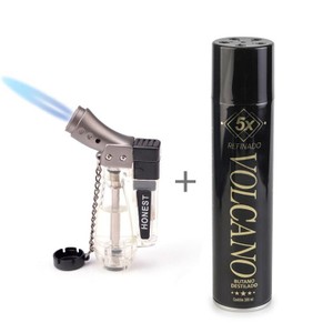 Kit Isqueiro Maçarico Honest 185 Transparente + Gás