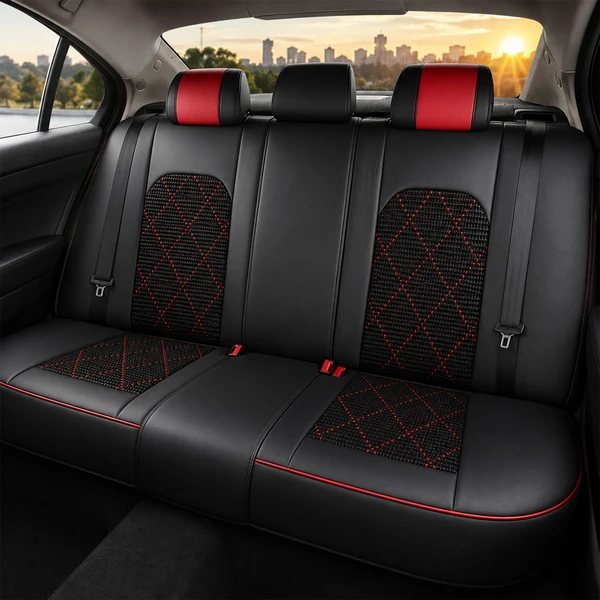 Kit Completo de Capas para Banco de Carro Evurion em Couro Legítimo Universal 5 Lugares Com Airbag + Tapetes e Capa de Volante