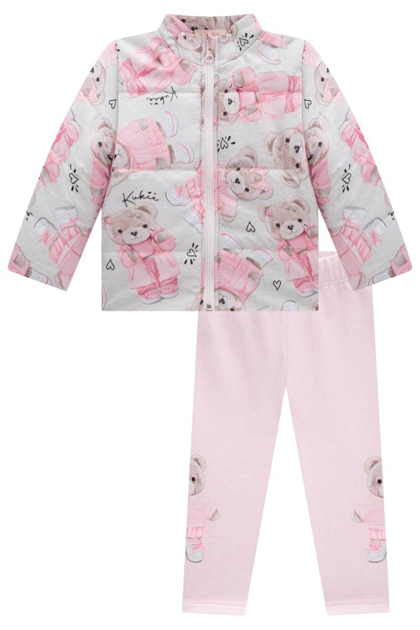 Conjunto de Jaquela Puffer em Nylon e Legging