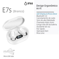 E7S TWS HiFi Fone De Ouvido Bluetooth 5.0 Sem Fio Com Cancelamento De Ruído Display LED A6s E6s