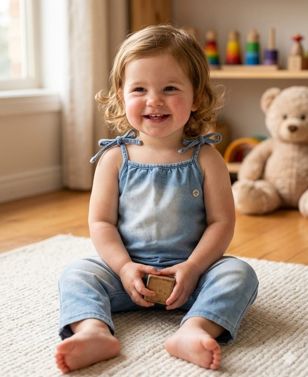 MACACÃO JEANS MENINA  AZUL JEANS TIME KIDS - 6829