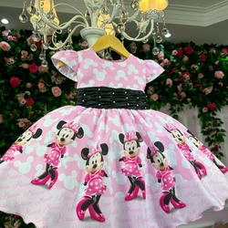 Vestido Temático Estampado - Minnie - Rosa C/Preto 