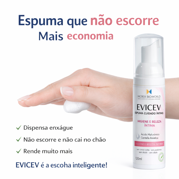 EVICEV Espuma para Higiene, Beleza e Hidratação Íntima 120ml