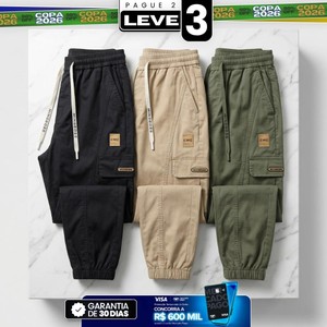 [Leve 3, Pague Só 2] Calça Cargo Orion Masculina em Algodão, Poliéster e Fibras Elásticas de Corte Jogger com Bolsos Utilitários