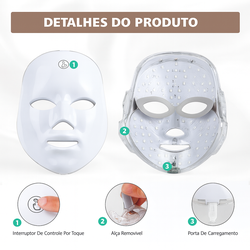 Máscara Led Tratamento Facial Fototerapia Estética 7 Cores