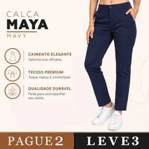 [LEVE 3 PAGUE 2] Calça Feminina Maya em Algodão e Elastano (Beleza Marcante!)