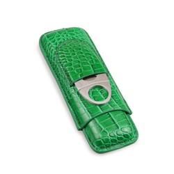Porta 2 Charutos em Couro Motier com Cortador - Verde