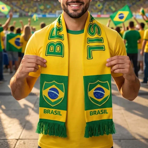 Cachecol Seleção Brasileira Verde e Amarelo Copa do Mundo – Grande