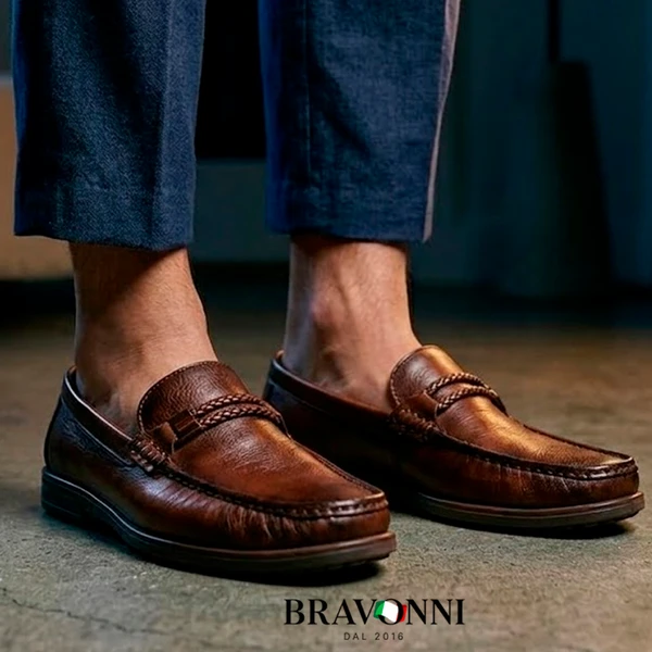 [COMPRE 1 LEVE 2] Mocassins Casuais em Couro Bovino Estilo Britânico