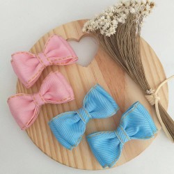 Kit 02 Pares de Laço de Cabelo - Azul e Rosa
