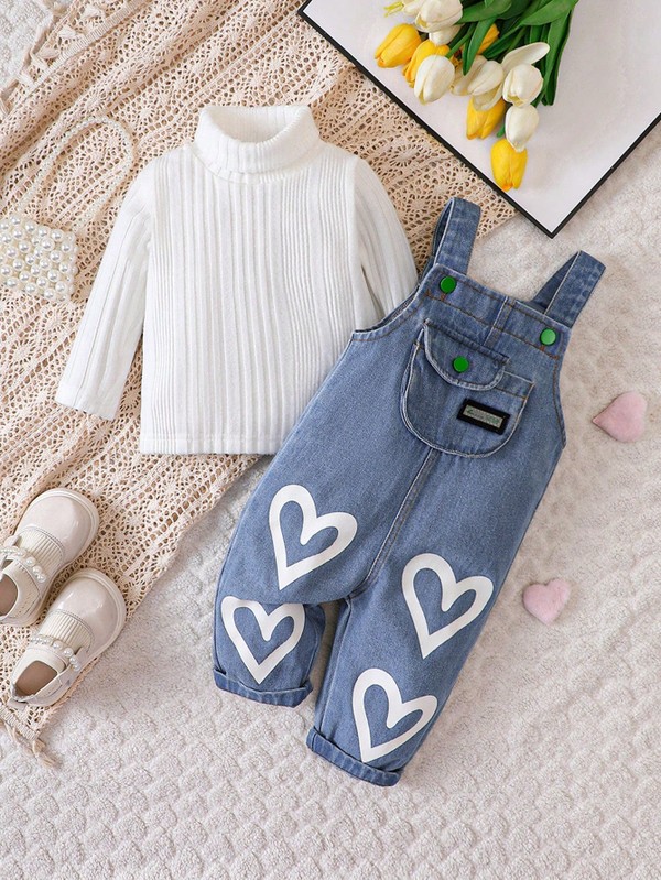 Conjunto Jardineirinha Jeans