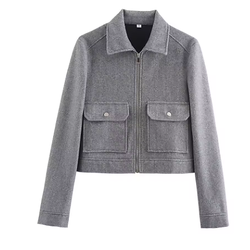 Jaqueta Feminina Cropped de Inverno com Zíper