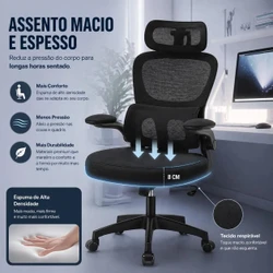 Cadeira de Escritório Presidente Ergonômica com Apoio Lombar Regulável — Home Office