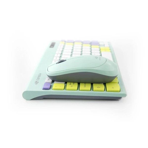 Kit Teclado e Mouse Sem Fio C3Tech Verde - K-W71GN