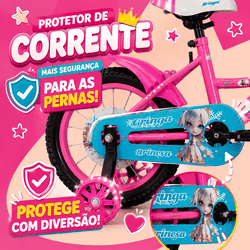 Bicicleta Infantil Aro 20 Princesa 6 a 10 Anos com Miçangas + Cestinha + LED + R