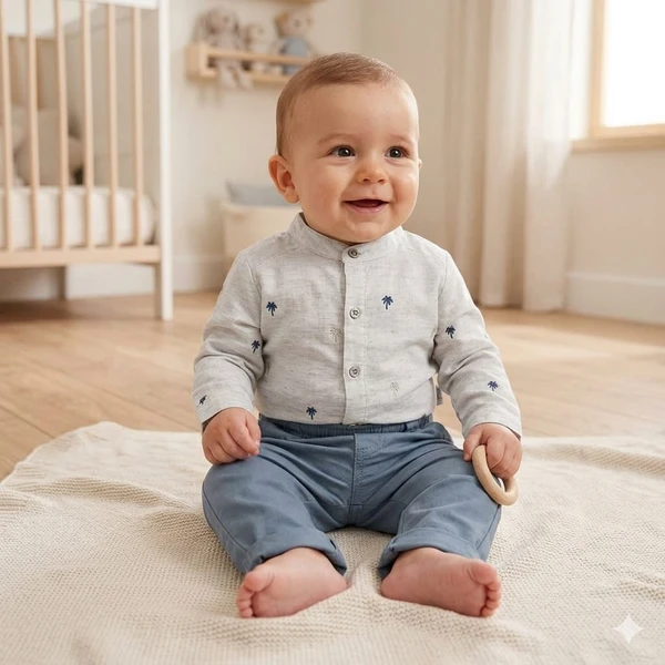 CONJUNTO BABY SOCIAL CAMISA E CALCA PARAISO 14666 AZUL