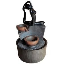 Fonte de Água em resina 2 quedas Yoga - M 24cm