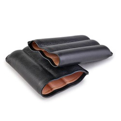 Porta 3 Charutos em Couro Crawdaut Classic - Preto
