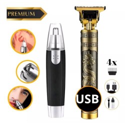 Kit Barbeiro Profissional 2 em 1 Máquina de Corte + Aparador Facial