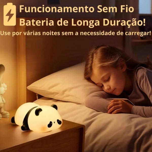 Luzes noturnas LED recarregáveis ​​USB para crianças, lâmpada de silicone fofa de ovelha, panda, coelho, decoração de cabeceira