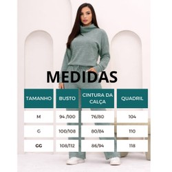 Conjunto Inverno Feminino elegante Tecido Malha Rib Quente