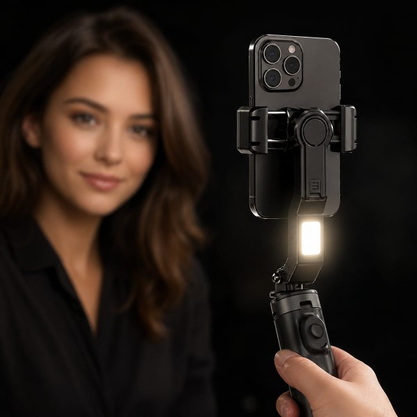 Estabilizador Gimbal para Celular 3 Eixos com Bluetooth e Luz Integrada