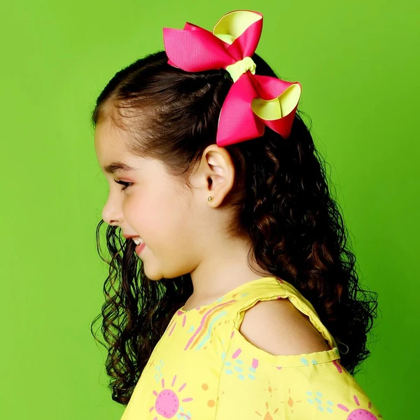 Laço de cabelo - Duplo Pink e Amarelo Neon
