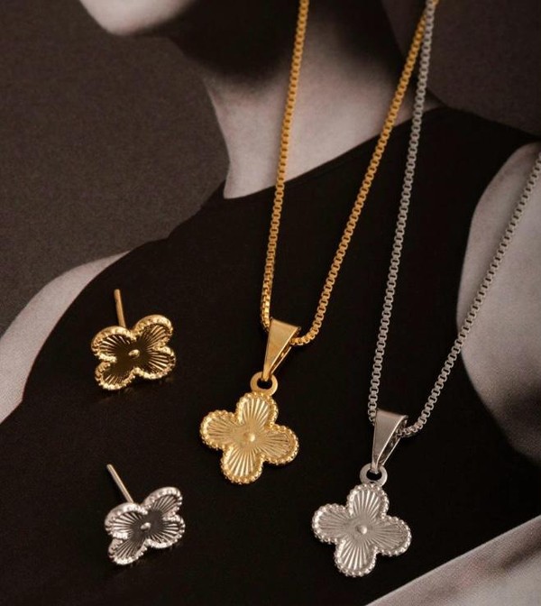 Conjunto trevo, Banho de ouro 18k