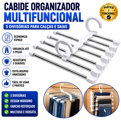 Cabide Organizador Multifuncional 5 Divisórias Para Calças e