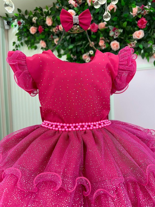Vestido Luxuoso Babadinho - Pink Brilhante 