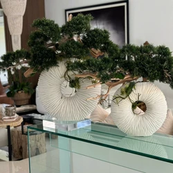 Grande Vaso Eternity com Bonsai Pendente e Madeira de Deriva