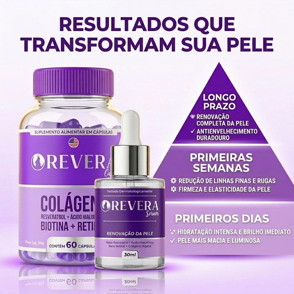 Revera Caps 1 Pote 60 Cáps + Sérum facial Original Rejuvenescedor + Frete Grátis