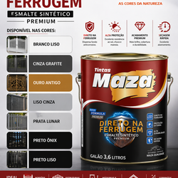Tinta esmalte direto na ferrugem Maza 3,6L