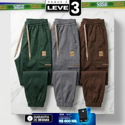 [Leve 3, Pague Só 2] Calça Cargo Orion Masculina em Algodão, Poliéster e Fibras Elásticas de Corte Jogger com Bolsos Utilitários