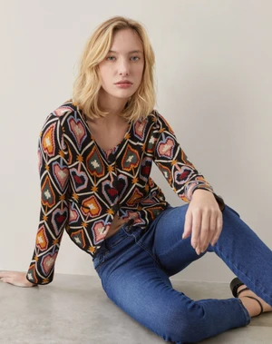 Jaqueta Cropped Tricot Jacquard  - Anturio Wallpaper