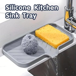 Tapete De Torneira De Silicone Para Pia De Cozinha Almofada De Dreno De Esponja Sink SplashDrying Bandeja de armazenamento de bancada Saboneteira