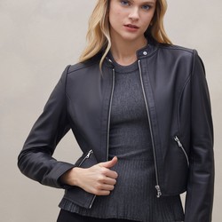 Jaqueta de Couro Pelica Zipper - Preto